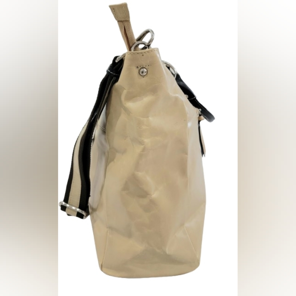 Nino Bossi Genuine Leather Tote Bag Beige LChic Beige Handbag with Black Accents - Picture 4 of 10